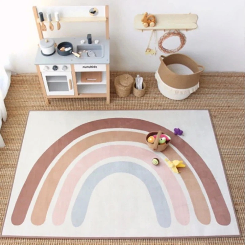 Rainbow Baby Crawling Rugs Children\'s Room Floor Mat Decoration Carpet for Living Room Home Large Area Rug Non-slip Lounge Mat