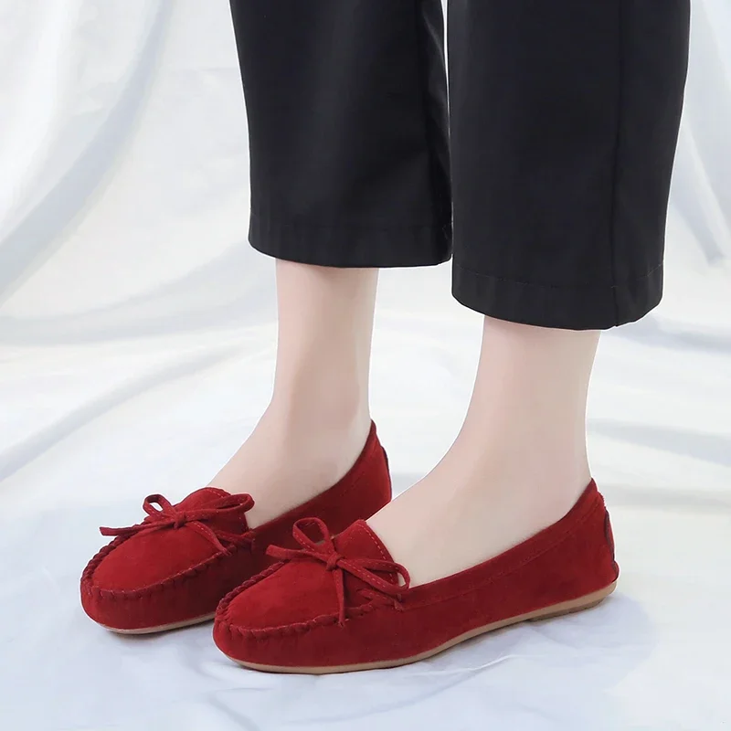 Modische Damen-Slipper mit Rundzehe und Schleife, Weiche Sohle, Slip-On Mokassins, Tägliche Freizeitschuhe – Detail 20