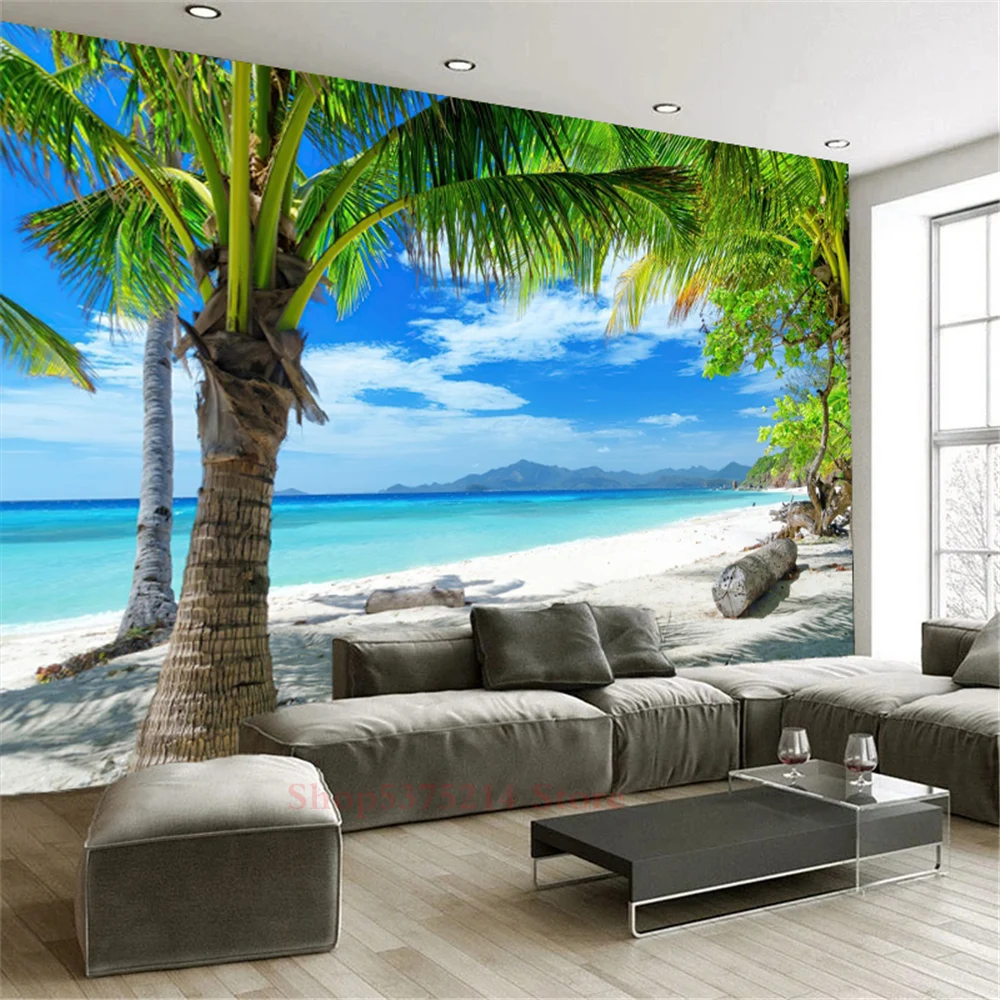 

Beach Palm Tree Mural Photo Wall Paper Living Room Bedroom Home Decor Custom Wallpapers Landscape Papel De Parede Para Quarto 3D