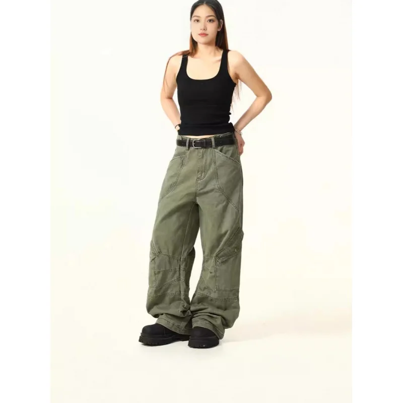 American Machete Retro Overalls Men and Women HeavyvibeNew Fashion Brand Straight Loose Wide Leg Logging Pants Cross Border