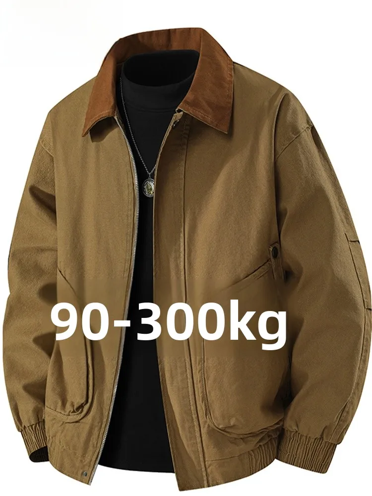 

Мужская повседневная куртка в американском ретро-стиле, свободного кроя, на молнии, для весны и осени, теплая, длинная, в стиле рабочей одежды