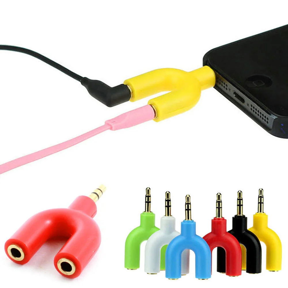 3 5mm U Shaped Audio Adapter Digital Device Splitter 35mm Stereo Earphone Extension Cord Connector Lightweight