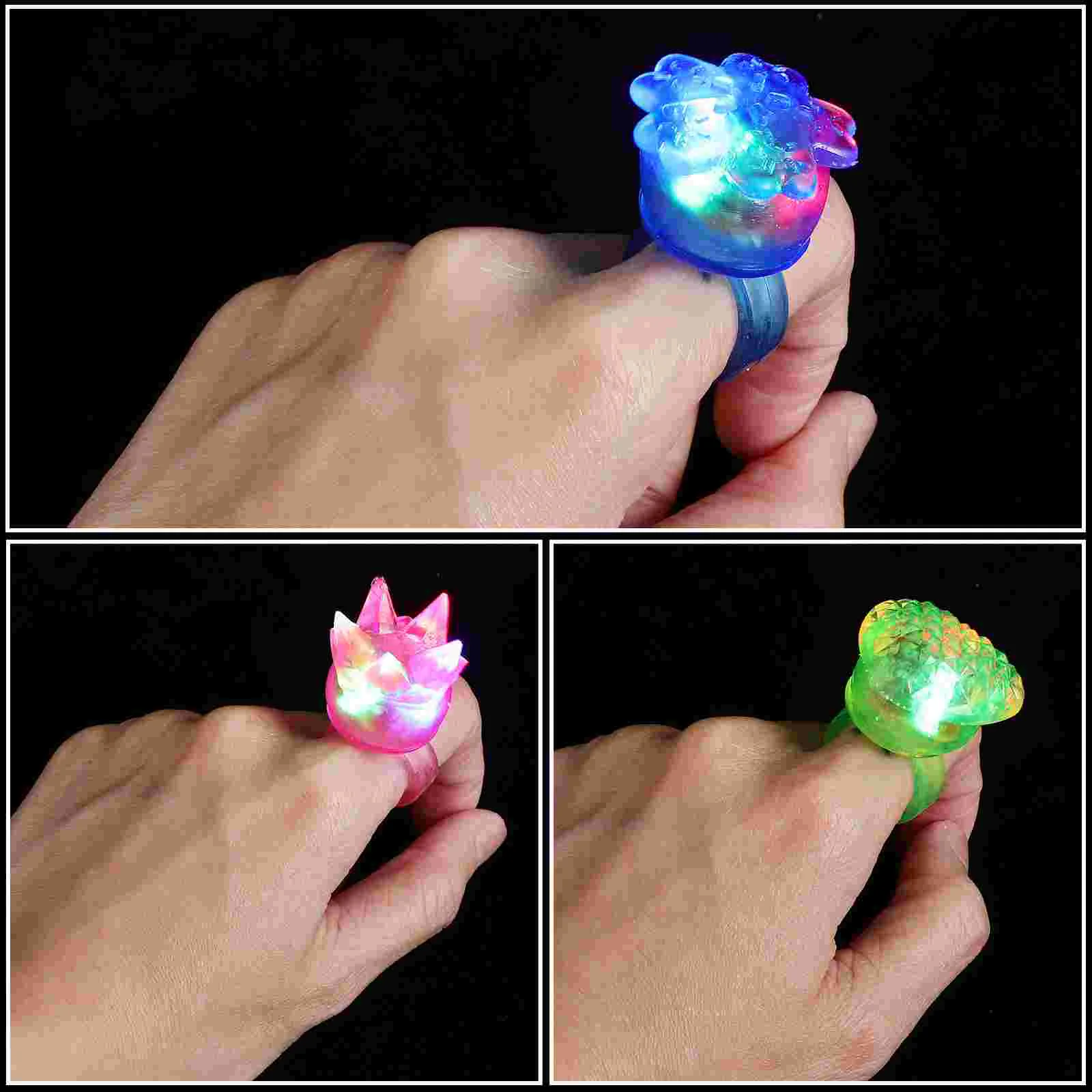 24 Pcs Ring Glowing Rings Party Favor for Kids LED Jelly Finger Light up Adult The