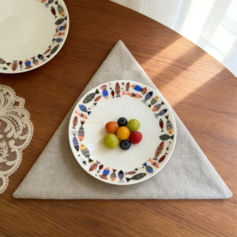 

Японская серия посуды с рисунком рыб: глубокие тарелки в форме рыбьей кости, тарелки для овощей, суповые тарелки, обеденные тарелки, домашняя керамическая посуда для ежедневного использования