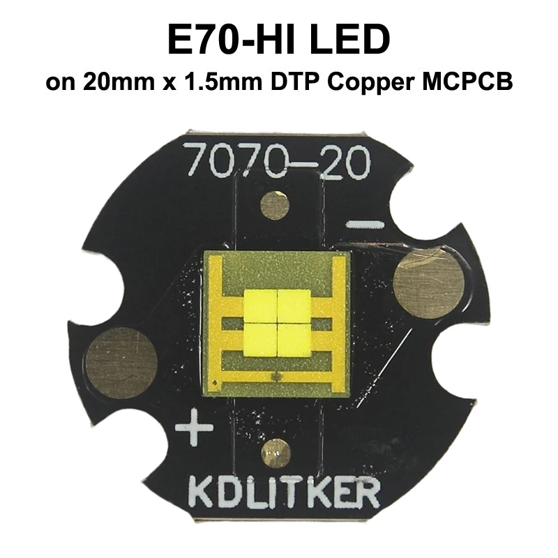 E70-HI 20W 6V 3000mA biały 6500K SMD 7070 LED emiter na KDLitker DTP miedzi MCPCB latarka DIY koralik żarówka