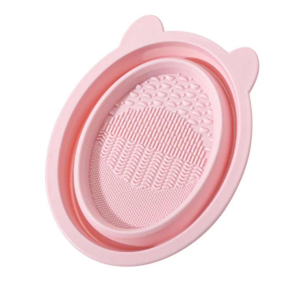 Makeup Brush Folding Cleaning Bowl Mat Cosmetic Powder Puff Beauty Egg Eyeshadow Brush Cleaner Scrubber Professional Makeup Tool