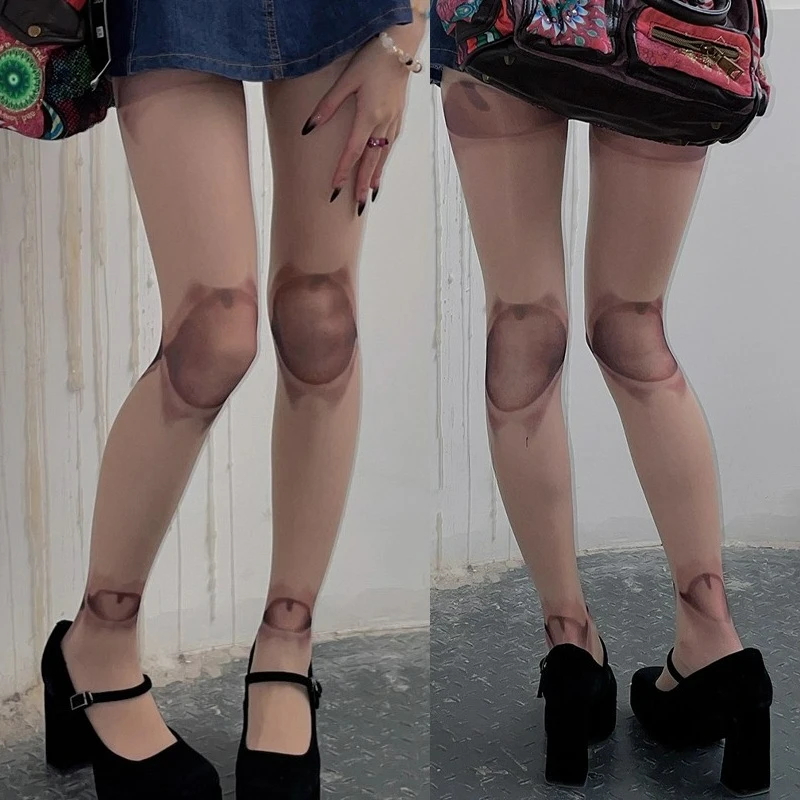 القوطية Harajuku الجدة جوارب طويلة المرأة النمط الياباني أنيمي صوتها ل دمية الوشم ثلاثية الأبعاد طباعة الجوارب تأثيري جوارب #1