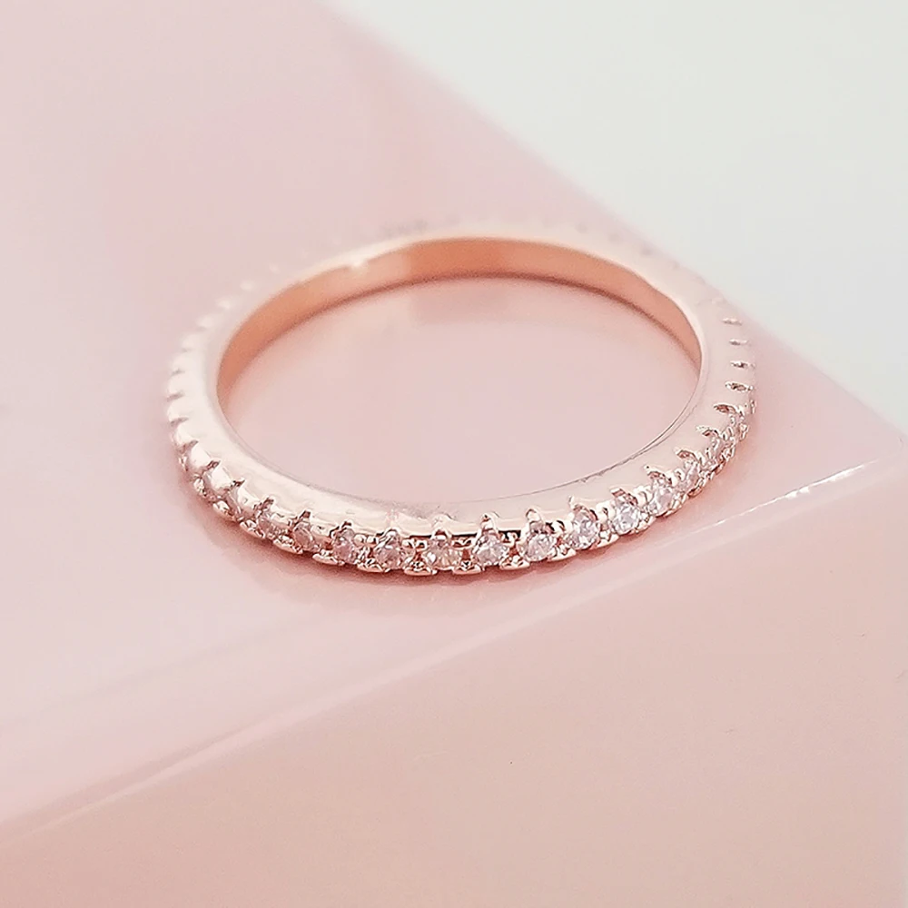 Fashion Eternity Band Ring S925 Sterling Silver Rose Gold Filled Wedding Engagement For Women Friends Tail Nail Ring Wholesale