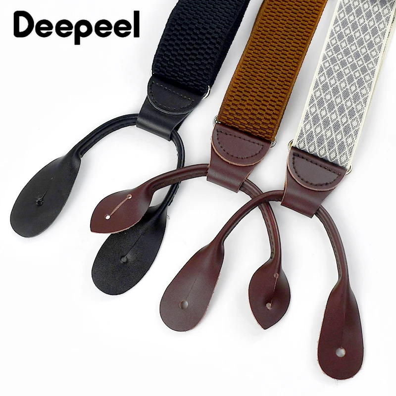 Deepeel-suspender para hombre, 6 Clips, dientes de maíz, tirantes anchos, suspensorio elástico, pantalones, traje de negocios, accesorios, 1 ud.