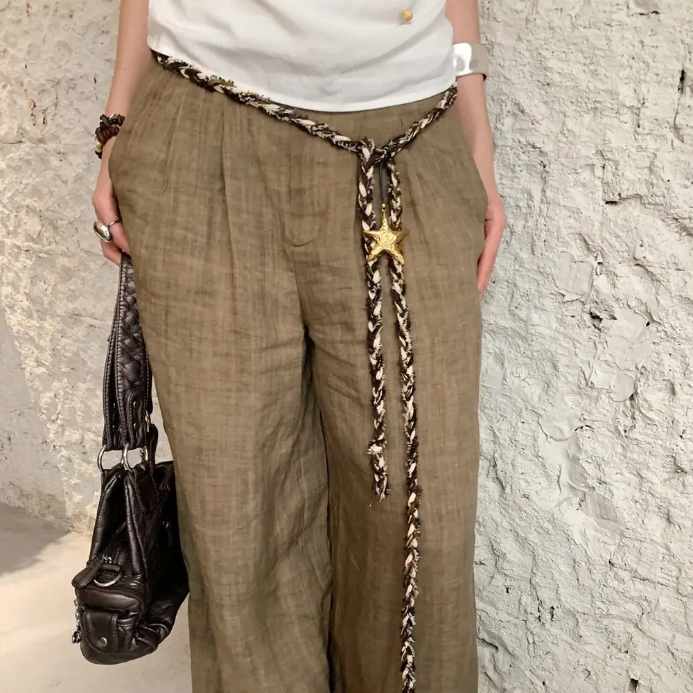 جديد خمر اللون حزام حبل الصدام مضفر نجم البحر قلادة الخصر سلسلة البوهيمي مطرز حزام الزخرفية الرجال النساء