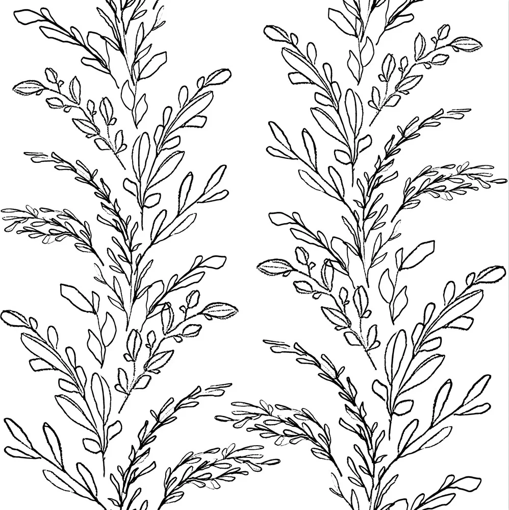 Removable Self Adhesive Wallpaper for Bedroom,Sketched Floral Wallpaper,Peel and Stick,Black White Vinyl Mural,Wall Decor