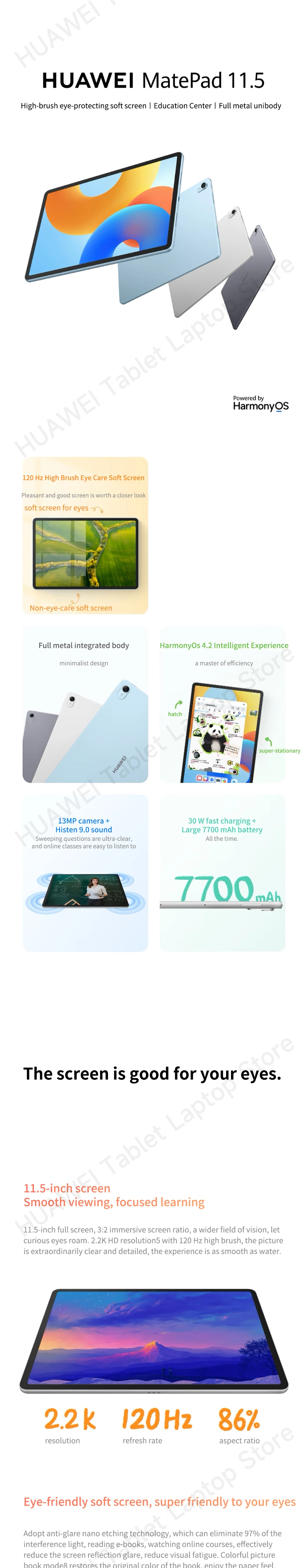 2024 HUAWEI MatePad 11.5 Tablet WiFi 11.5-inch WiFi 120Hz 2200*1440