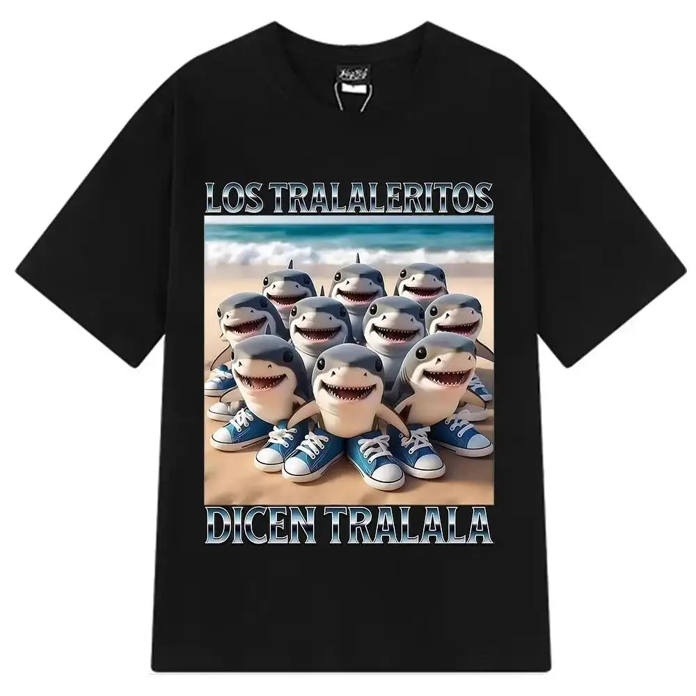 

Tralaleritos Dicen Italian Brainrot Meme Tee Tralalero Tralala Shark With Shoes Graphic Cotton Men Women Casual T-Shirt
