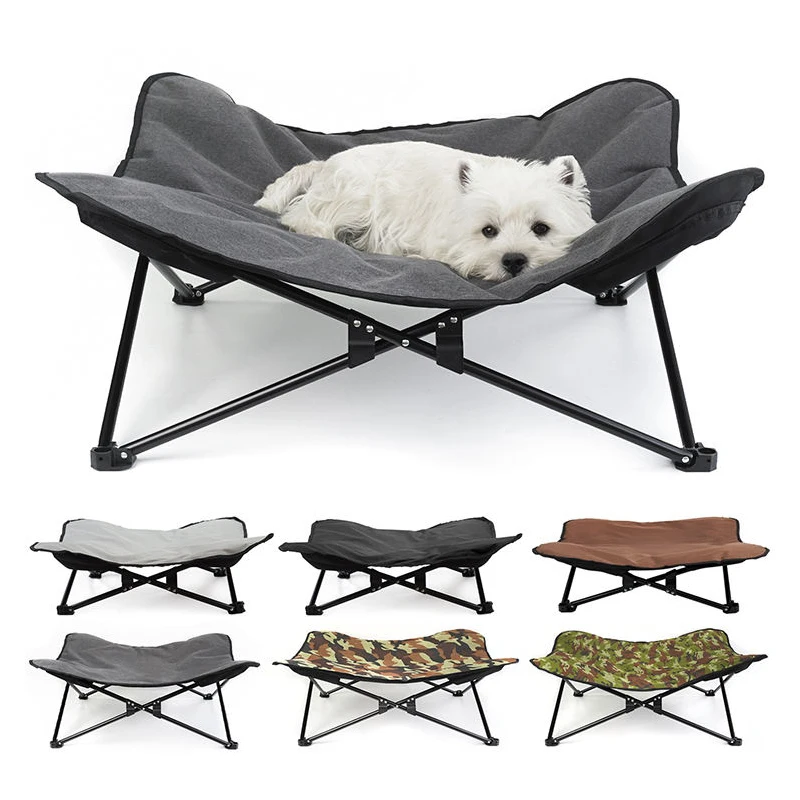 Foldable Outdoor Camping Pet Dog Bed Elevated Portable Metal Frame Dog Bed Medium Large Size Dog Bed