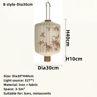 Japanse lantaarn schilderij hanglamp handgemaakte stoffen lampenkap kroonluchter slaapkamer restaurant hotel retro stoffen hanglamp