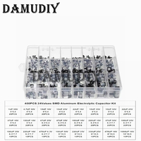 400pcs/Lot SMD Aluminum Electrolytic Capacitor Assortment Kit 24Values 1UF-1000UF 6.3V-50V Capacitance Sample Set with box