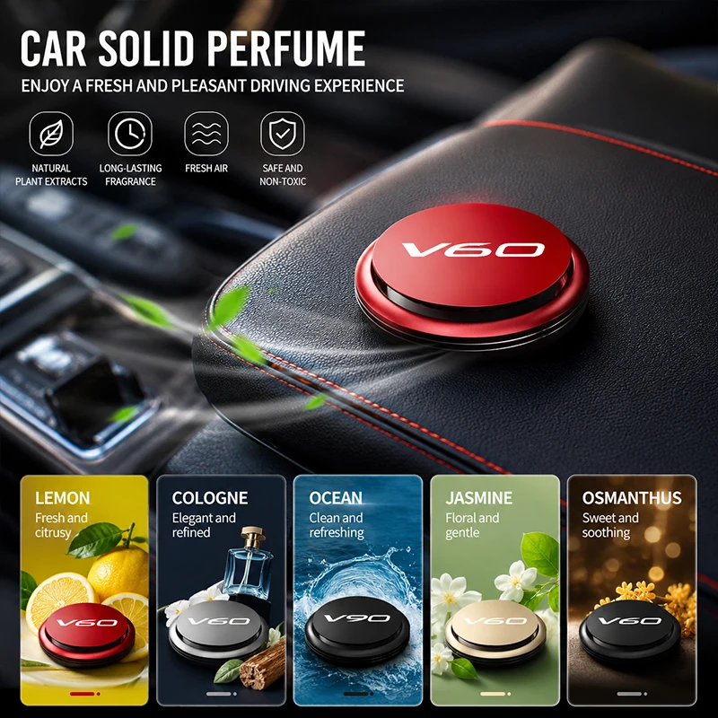 Perfume para Carro de Alta Qualidade: Aromatizador Sólido para Volvo R-Design, Polestar, AWD, V50, S60, XC60, S40, XC40, XC90, V60, S80, S90, V90