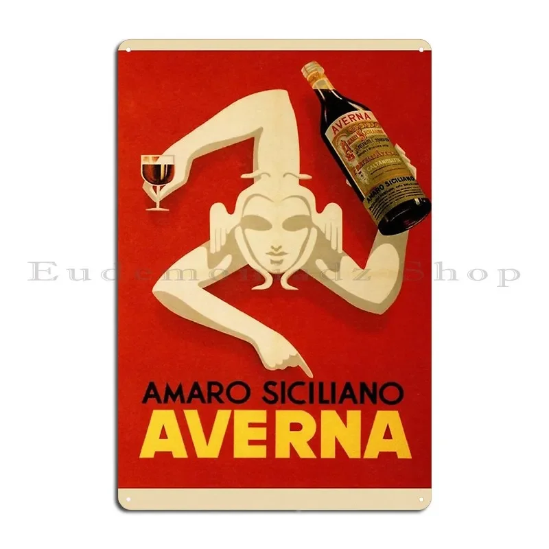 Bar Amaro Siciliano Averna vino tinto Italia bebida cartel de Metal sala de estar Club personalizado pared cueva cine cartel de estaño cartel
