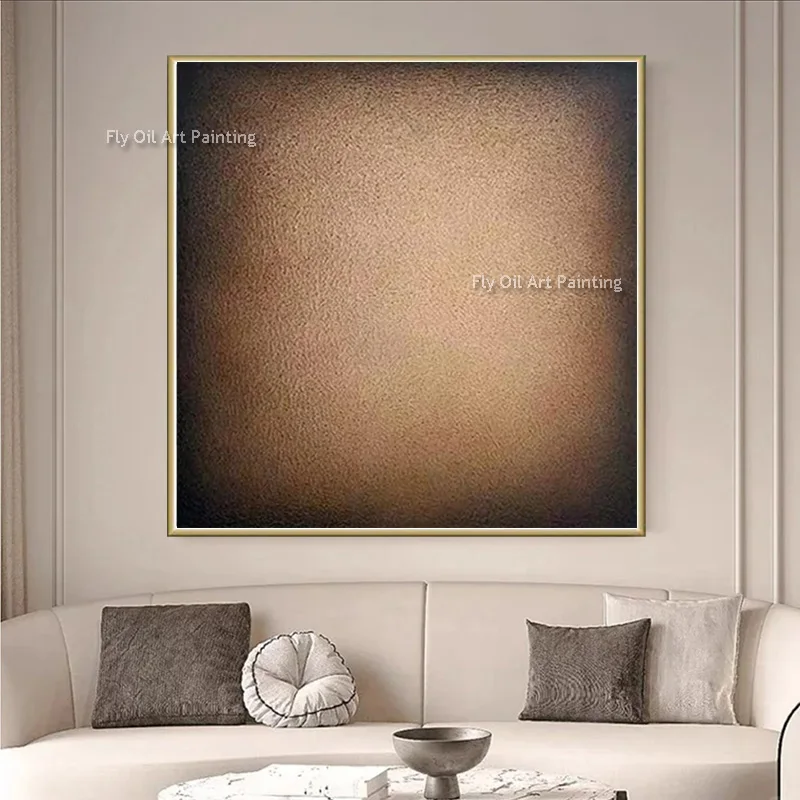 الأبيض الذهبي الأصفر دائرة مجردة سميكة قماش جدار الفن رسمت باليد بسيطة الأصلي الفني البني الأحمر النفط اللوحة للديكور