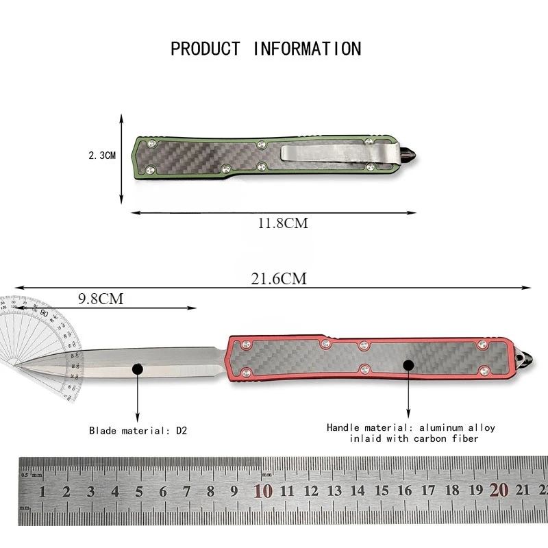 Lame tactique D2 en alliage d'aluminium, poignée d'extérieur EDC Portable Camping chasse auto-défense survie Combat multi-outils couteaux outil