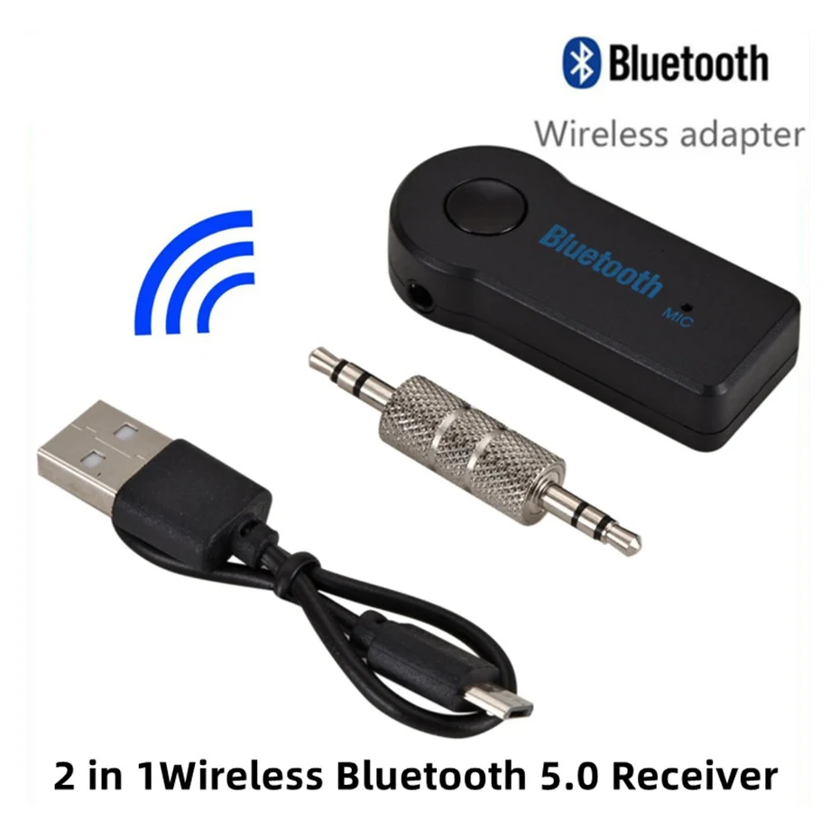 

2 in 1 Wireless 5.0 Bluetooth Receiver Transmitter Adapter 3.5mm Jack For Car Music Audio Aux A2dp Headphone Reciever Handsfree