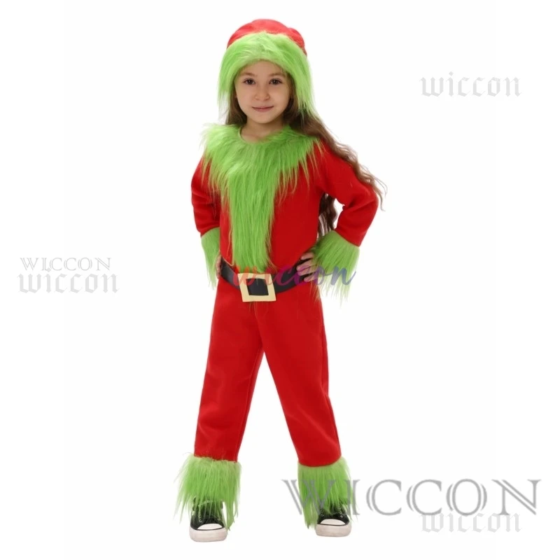 Christmas Costume Explosive Genie Thief Green Hairy Monster Grinnch Cosplay Costume Santa Claus With Pantsuits Play Clothing