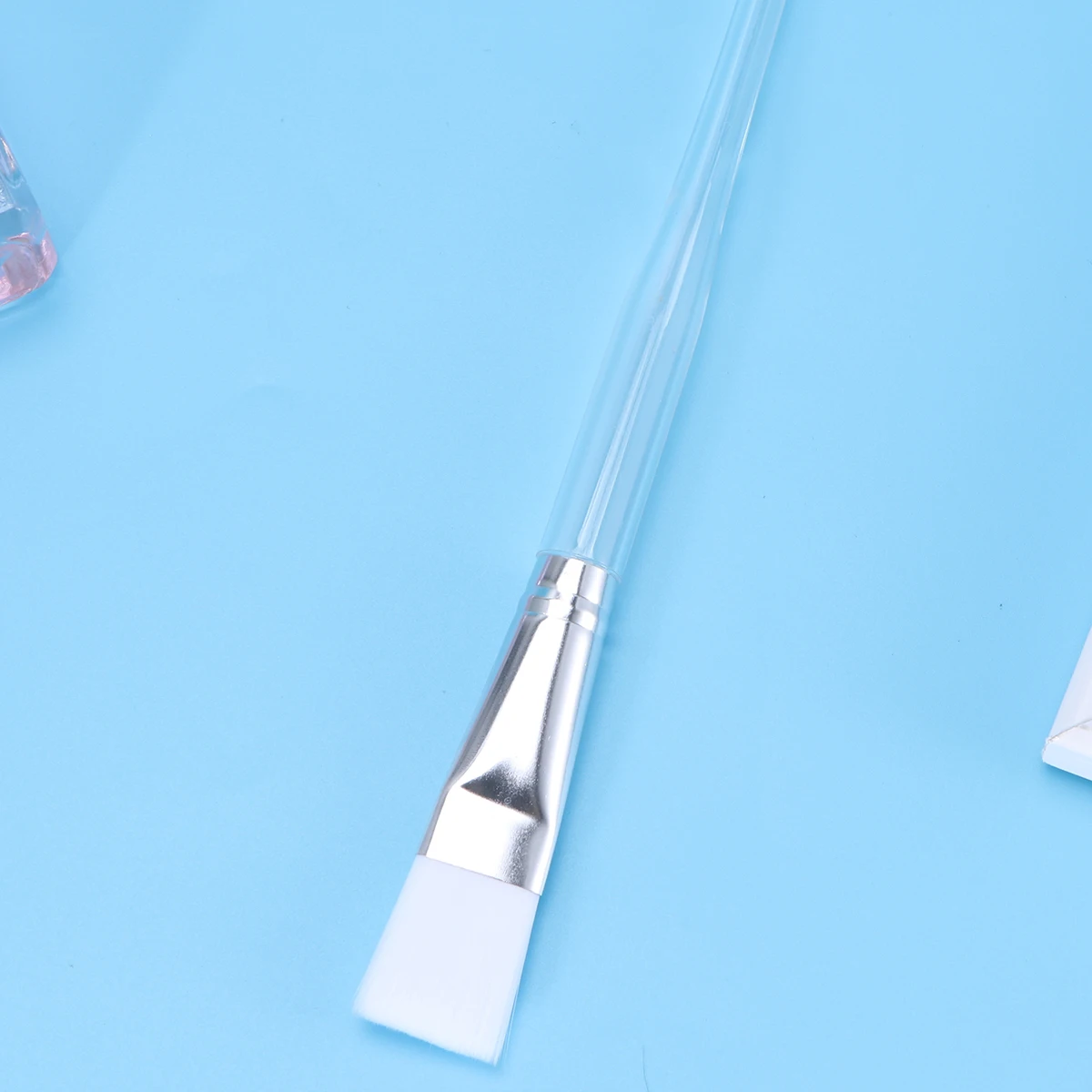 1 Uds. Cepillo para máscara profesional, aplicación cómoda para el rostro, herramienta de maquillaje para el cuidado de la piel, mango largo transparente, uso doméstico duradero