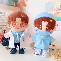 20cm Cotton Doll White Coat Clothes Doctor Surgical Uniform Suit Plush Doll Pants Tops Shoes Clothing Accessories for Idol Dolls