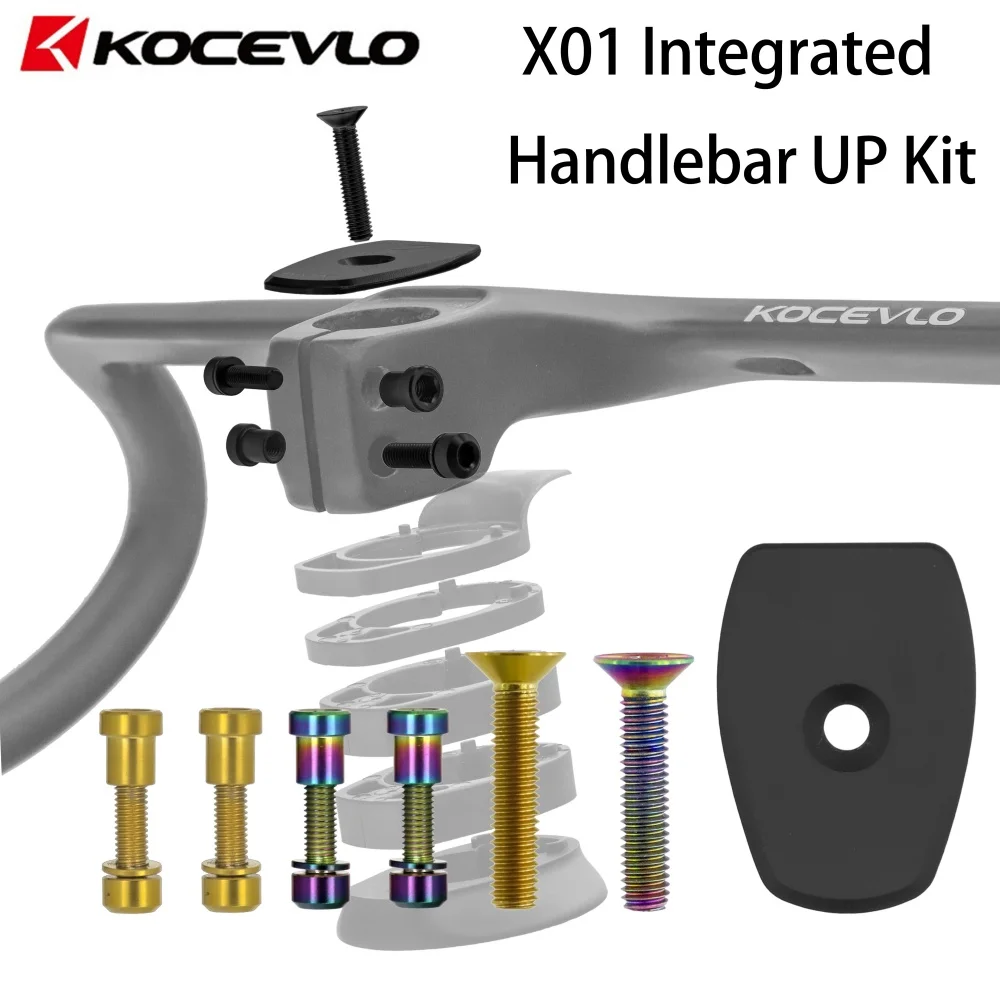 KOCEVLO X01 ロード一体型自転車ハンドルバープラスチックワッシャーとチタン合金ネジアップグレードキットスペーサーパーツアクセサリー