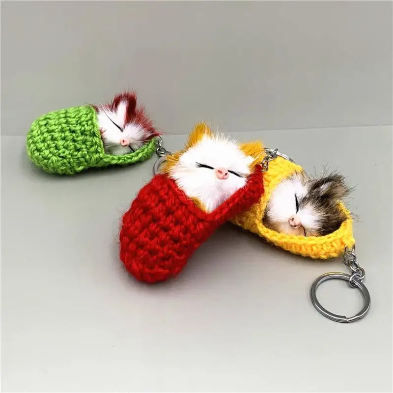 Simulations-Mini-Katzen-Schlüsselanhänger, Niedliche Plüschkatzen mit Ton, Kindergeburtstagsgeschenke, Kreative Katzen-Imitationen, Taschendekoration – Detail 5