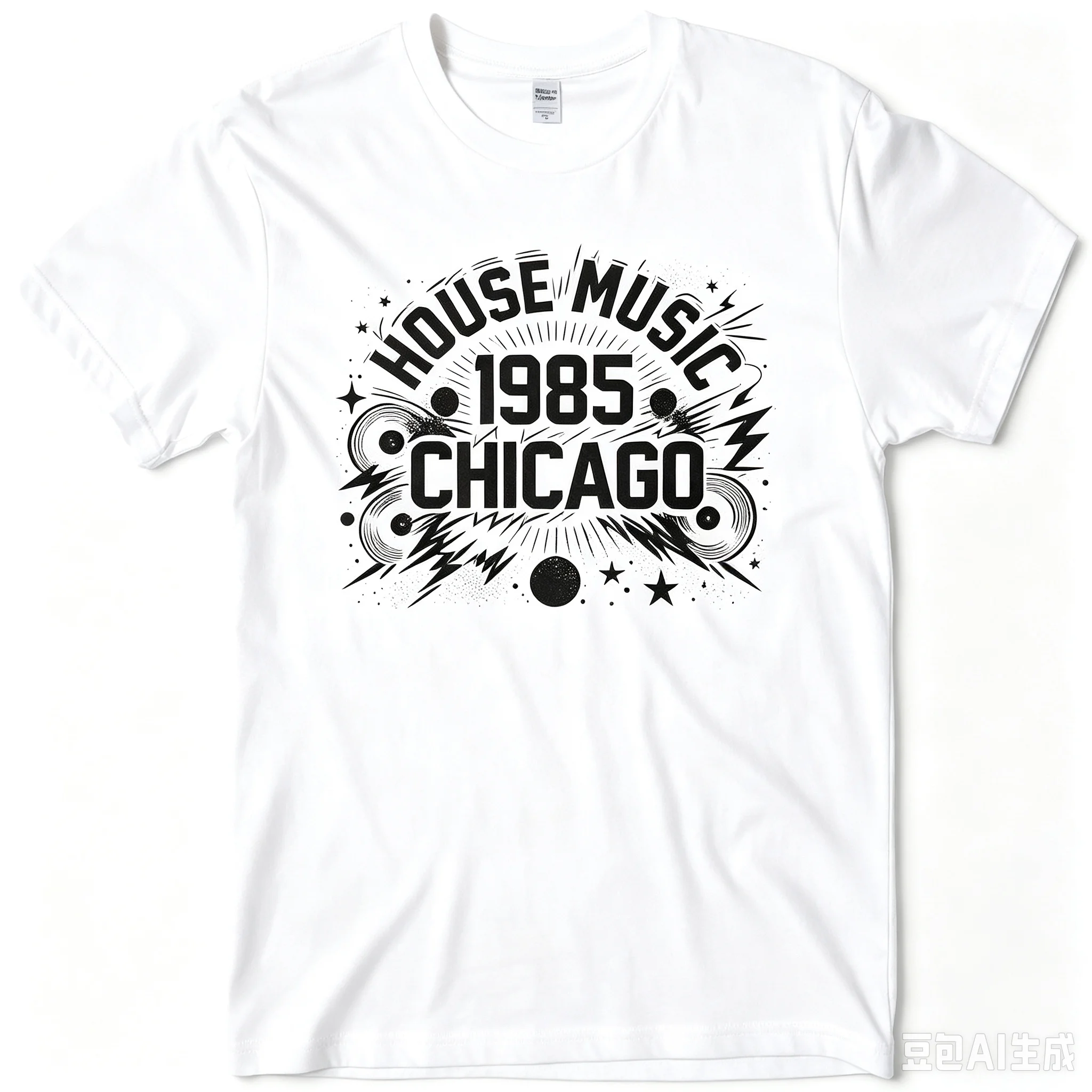 Men Women Retro Chicago House Music Print T Shirt Vinyl Record Short Sleeve Tops