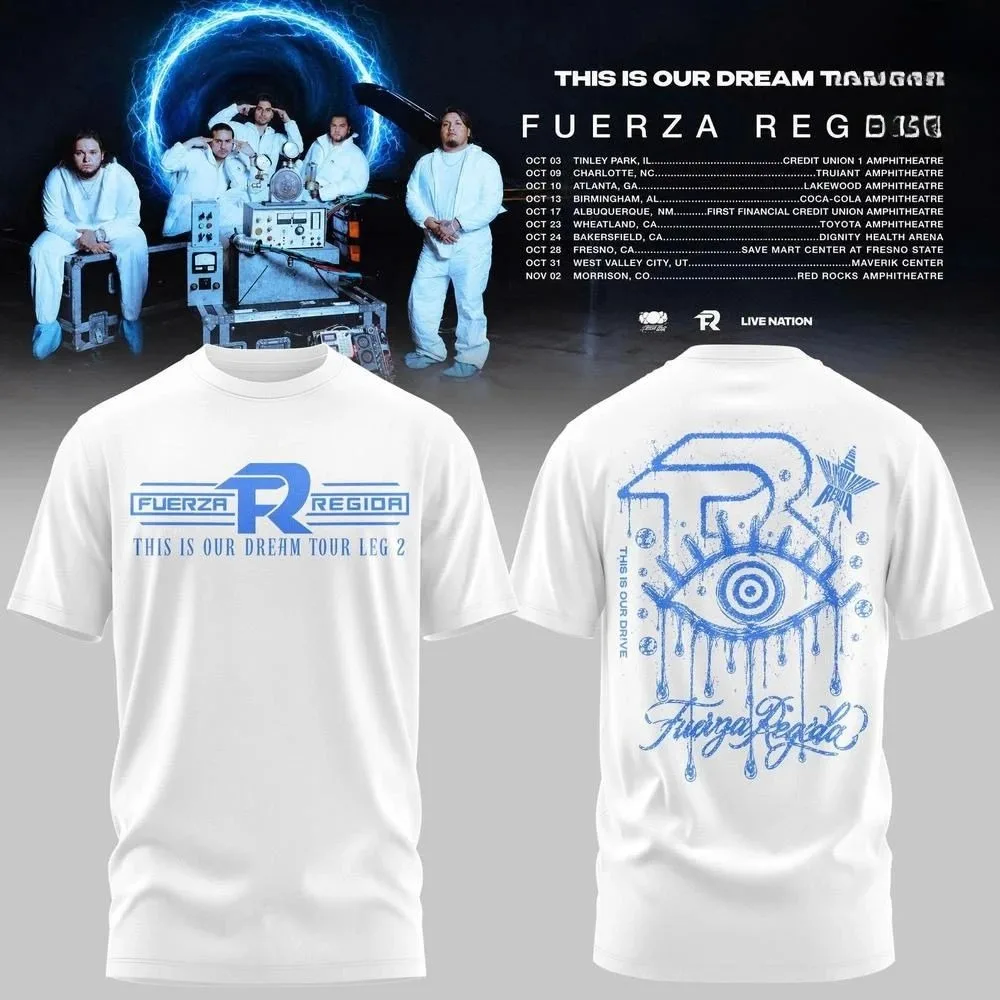 Fuerza Regida This Is Our Dream Tour 2026 Leg 2 T-Shirt Front Back Graphic Print Music Fans Women Men Short Sleeve Tee