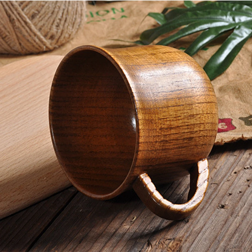 

Jujube Wood Cup Classic Color Lightweight Handle Beer Mug Milk Coffee Tea Mug Eco-Friendly Wooden Drinking Cup