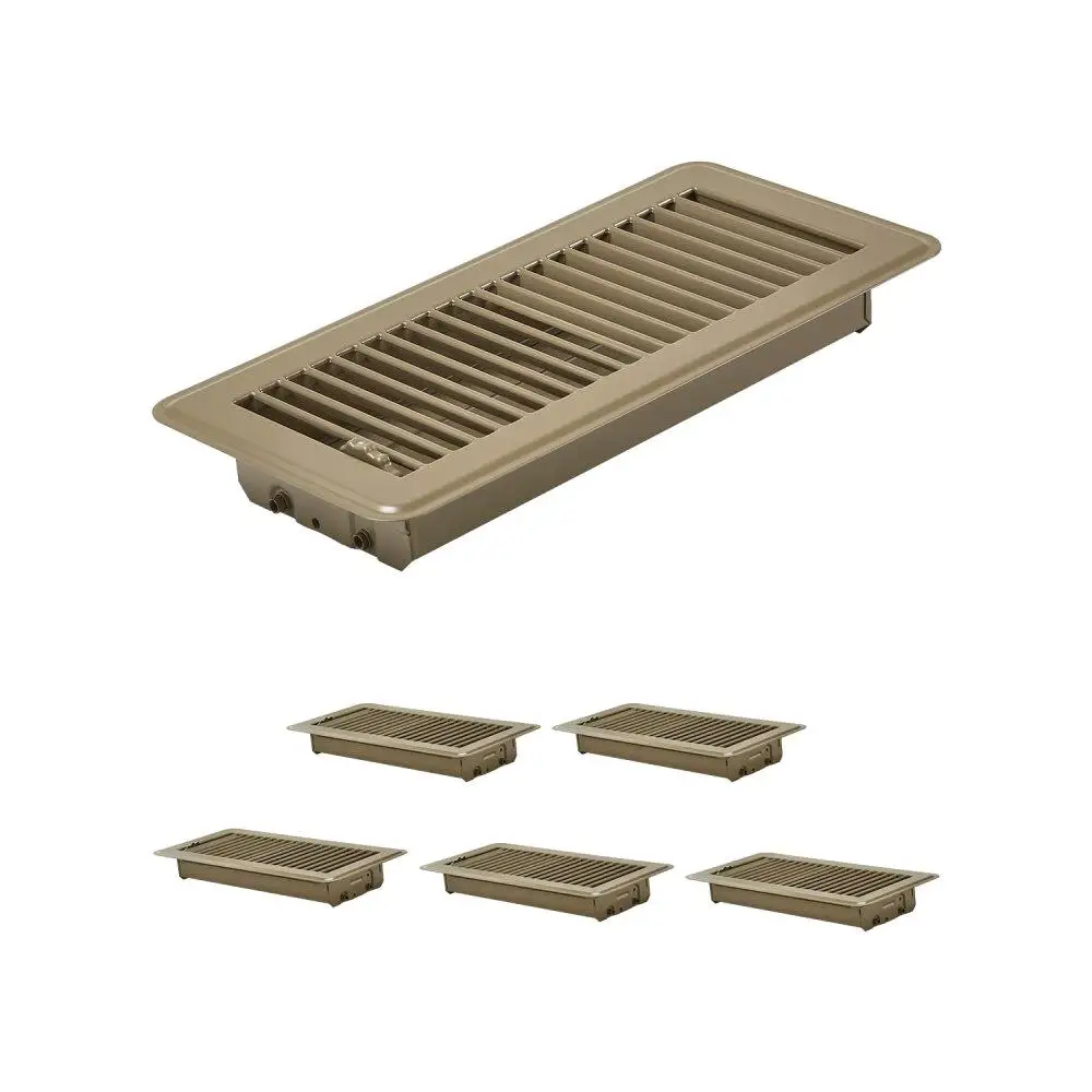 Iron Floor Registers 4x10 Inch Set of 6 for hvac Vent Grilles Brown Color Durable and Easy to Install Home Decoration