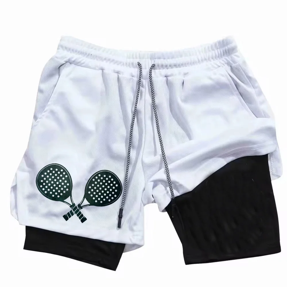 Padel shorts Fitness gym  Anime  2 in 1 Sports Quick Dry Athletic Compression  male