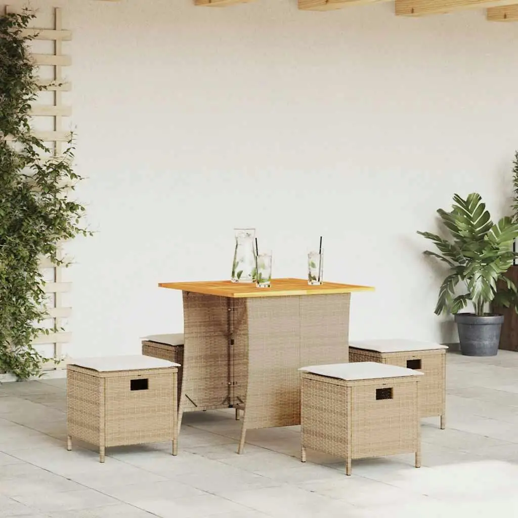 Set Makan Taman Putih Krem Krem Furnitur Luar Ruangan untuk Balkon Halaman Teras