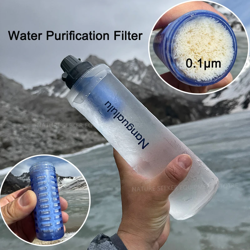 

Outdoor Water Purification Filter 0.1μm Ultrafiltration Membrane Soft Water Bag for Camping Hiking Trekking, Interface Size 42mm