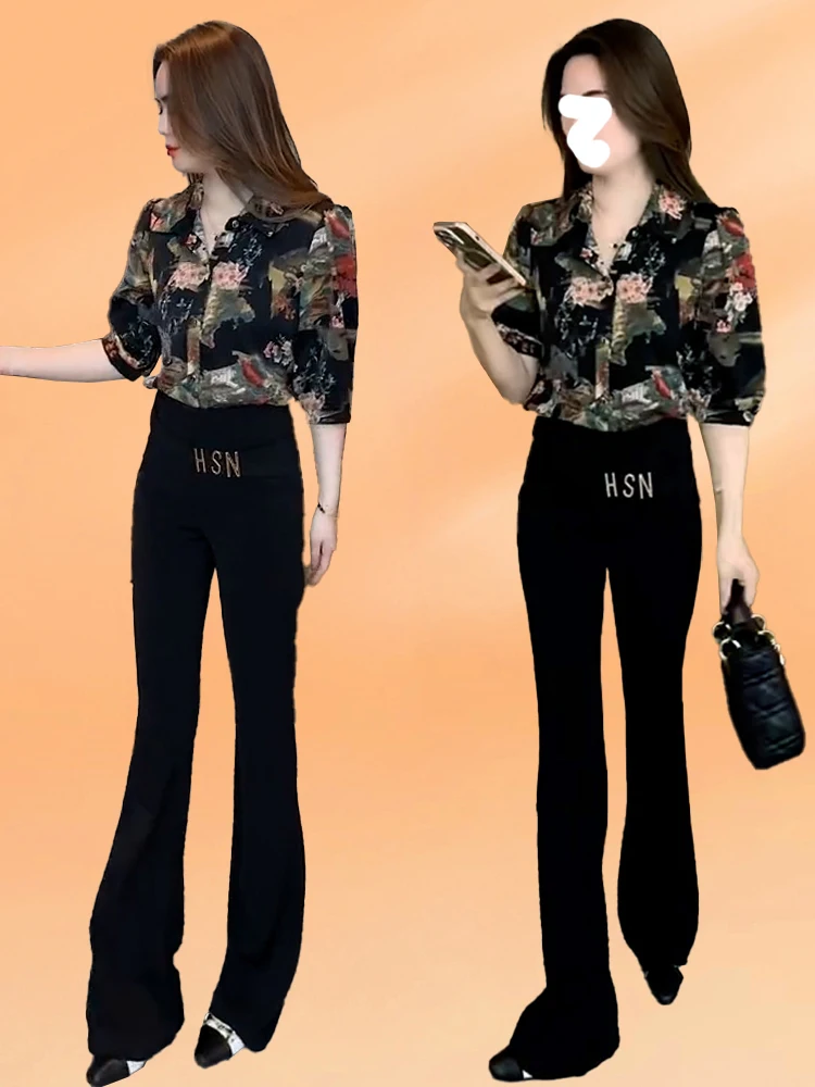 

Ele Floral Print ort Sve irt Women's Faion Casual Sle Summer New Arrival Korean Version Slim Fit Collar