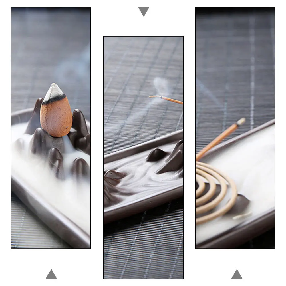 

1Pcs Mountain Shape Incense Burner Ceramic Censer Art Decoration for Study Living Room Bedroom Meditation Yoga