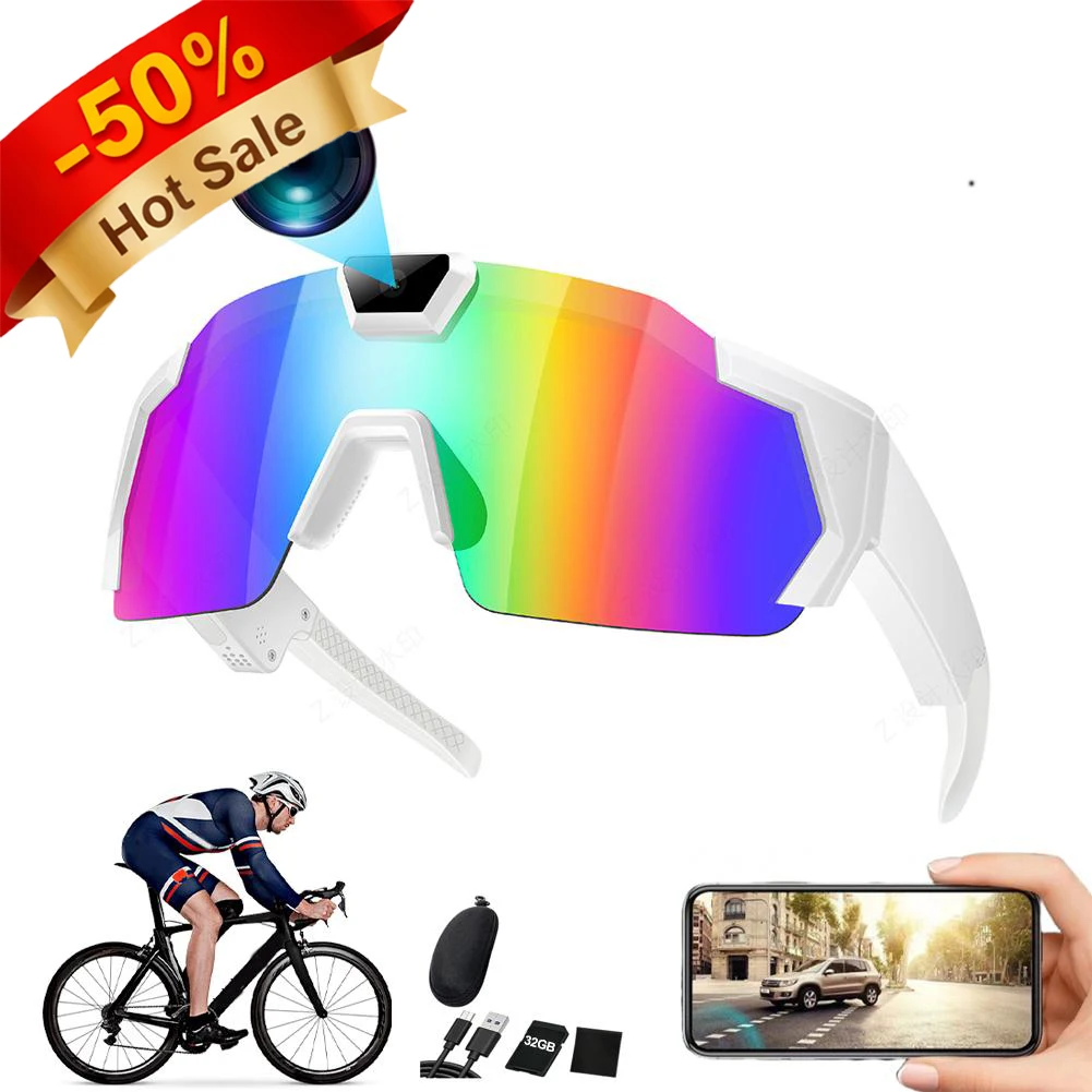 

Smart Ski Goggles with Wifi Camera Sunglasses for Outdoor Sports Supports iOS&Android (32GB TF Card Included) 1080P