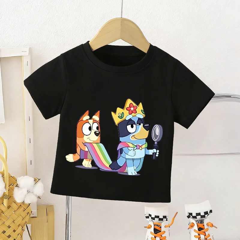 

Cartoon Blueys Bingo T Shirt Children Short Sleeve Tees Shirts for Boy Girl Summer Crew Neck Tops Cute Casual Toddler Clothes