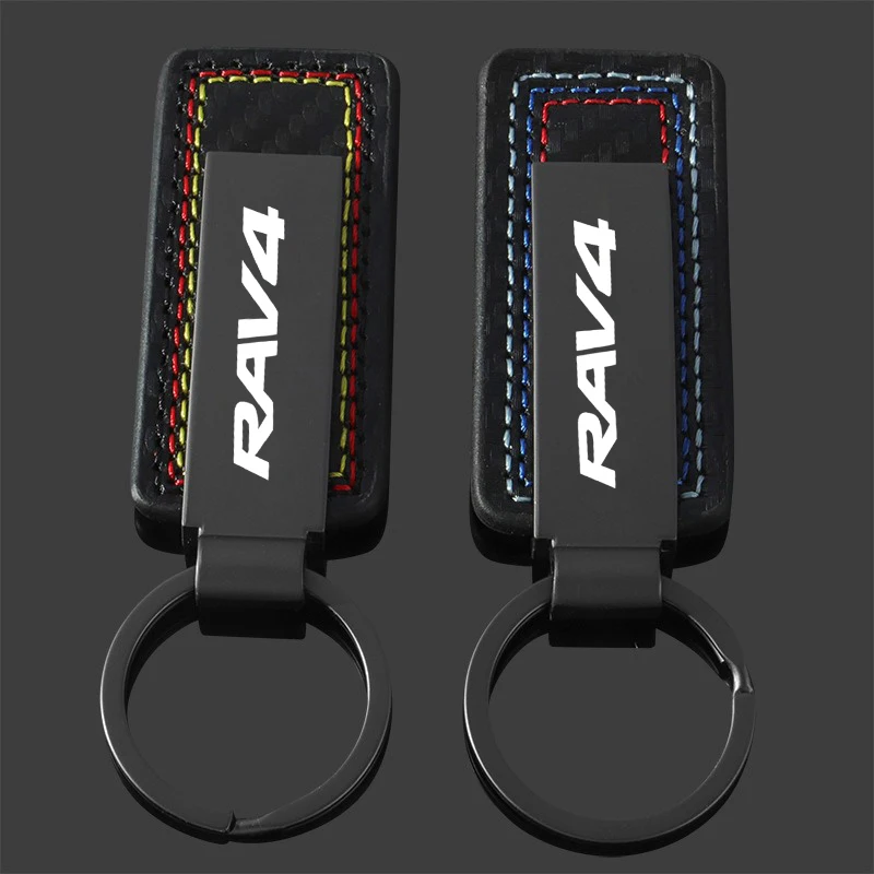 High Grade Car Keychain Stainless Steel Leather Key Ring For Toyota Rav4 C-HR Yaris Camry Land Cruiser Avalon Refit 2019-2021