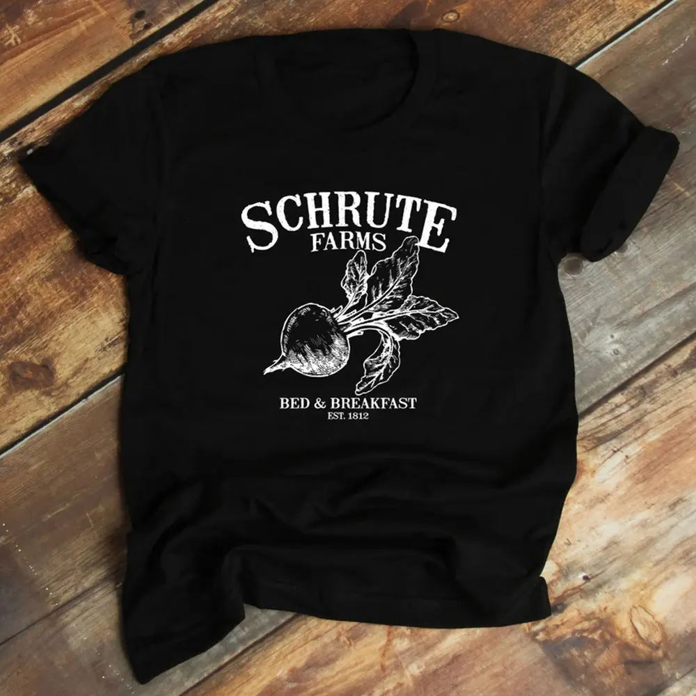 Chemise Bed and Breakfast Schrute Farms Unisexe La Chemise De Bureau Dwight Schrute Graphic T Shirts Cotton Tees Women Clothes