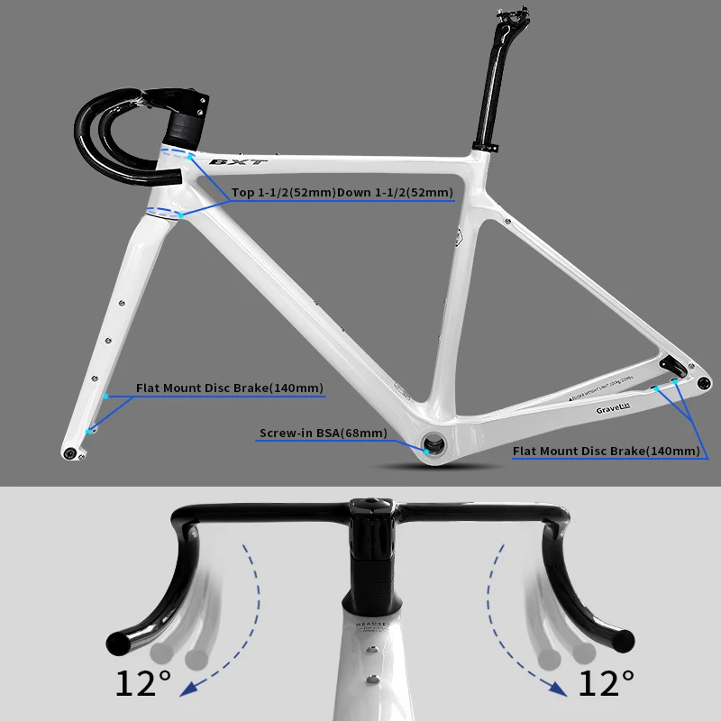 Disc Brake Carbon Gravel Bike Frame 700C/27.5er Max Use 47C/2.1 Tire Full Carbon Gravel Bicycle Frame Thru Axle Carbon MTB Frame