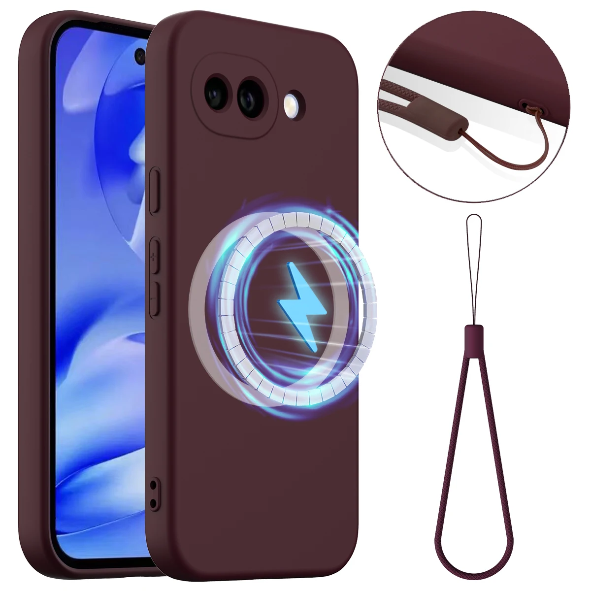 

Shockproof Liquid Silicone Wireless Charging Magnetic Phone Case For Google Pixel 10A, Slim Skin Fleece Protective Cover Funda