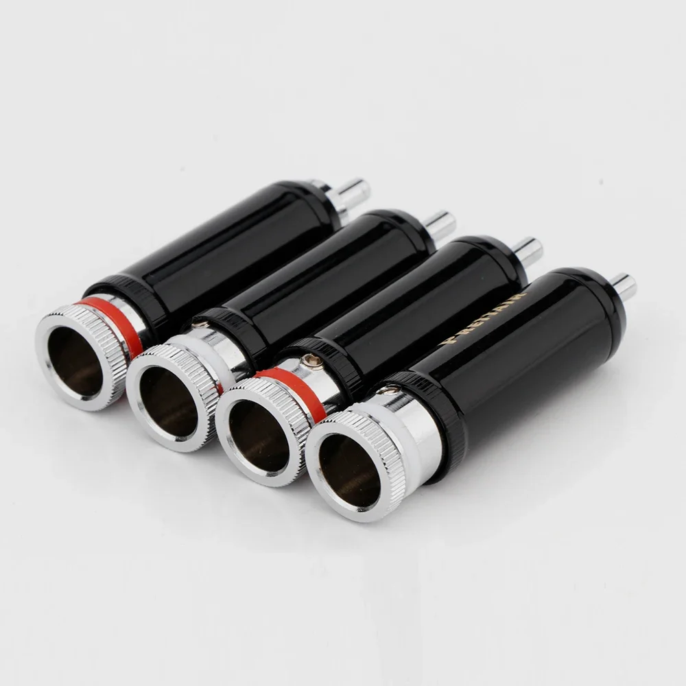 

Preffair 4pcs R1743 Rhodium-plated RCA Connector HIFI Audio Cable Modification Plugs for Speaker Cable Connector