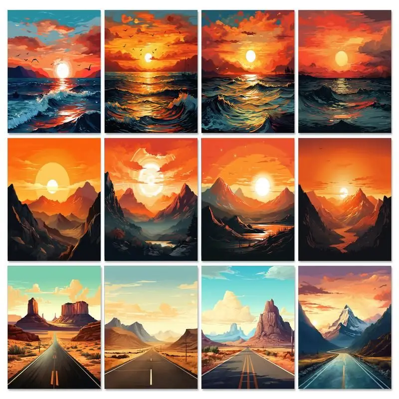 

GATYZTORY Painting By Numbers Sunset Landscape Picture Drawing Coloring Canvas Painting Home Decors Gift For Handicrafts