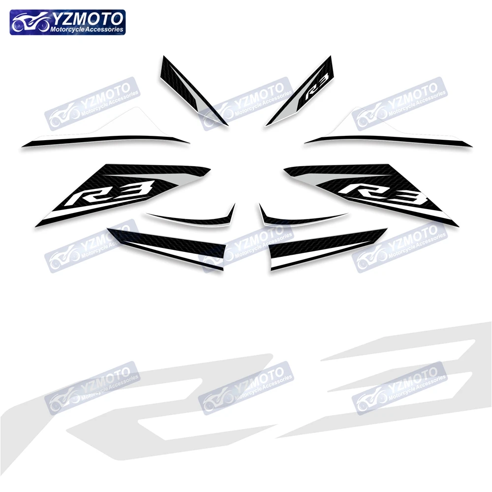 For YAMAHA YZF R3 YZF-R3 2019 2020 2021 2022 Motorcycle Accessories Sticker Full Vehicle Fairing Decal Reflective Stickers Kit