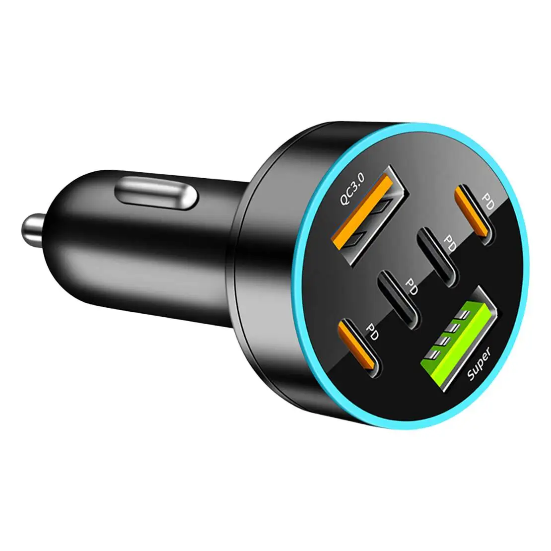 

4PD+2USB Port Super Fast Car Phone Charger Cigarette Lighter Charging Adapter Universal for Boat Marine Motorcycle ATV RV