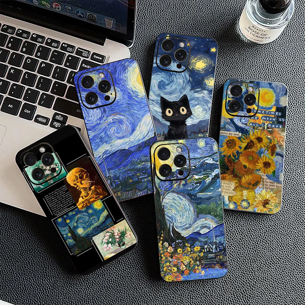 حافظة فنية مرصعة بالنجوم فان جوخ سكاي لهاتف شاومي ريدمي نوت 14 13 برو بلس A4 A3 Pro Plus 14C 13C Pro + 5G 4G غطاء هاتف #3